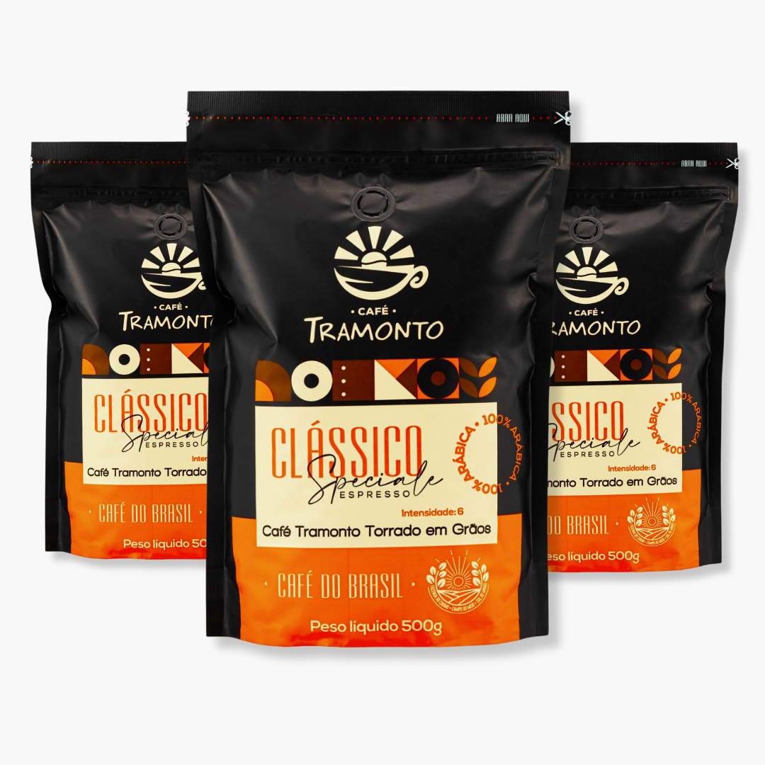 Kit Café Gourmet 100% Arábica Clássico Torrado em Grãos 3 x 500g